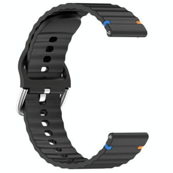 For Samsung Galaxy Watch 3 45mm Wavy Grain Stitched 22mm Silicone Watch Band(Black)