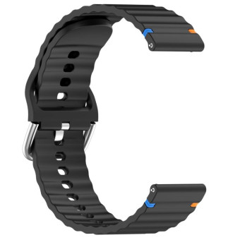 For Samsung Galaxy Watch 7 40 / 44mm Wavy Grain Stitched 20mm Silicone Watch Band(Black)