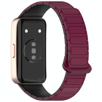 For Huawei Watch Band 10 / 10 NFC I-Shaped Magnetic Silicone Watch Band(Wine Red Black)