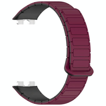 For Huawei Watch Band 10 / 10 NFC I-Shaped Magnetic Silicone Watch Band(Wine Red Black)
