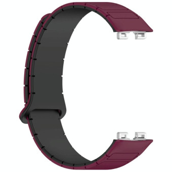 For Huawei Watch Band 10 / 10 NFC I-Shaped Magnetic Silicone Watch Band(Wine Red Black)