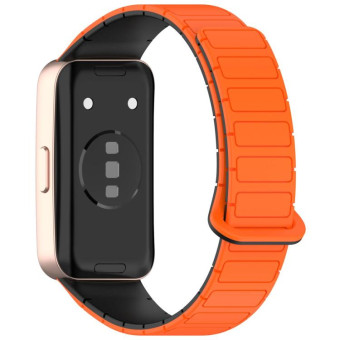 For Huawei Watch Band 10 / 10 NFC I-Shaped Magnetic Silicone Watch Band(Orange Black)