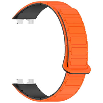 For Huawei Watch Band 10 / 10 NFC I-Shaped Magnetic Silicone Watch Band(Orange Black)