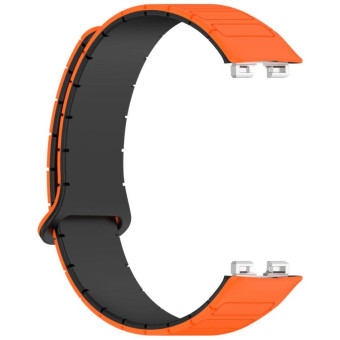For Huawei Watch Band 10 / 10 NFC I-Shaped Magnetic Silicone Watch Band(Orange Black)