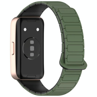 For Huawei Watch Band 10 / 10 NFC I-Shaped Magnetic Silicone Watch Band(Green Black)