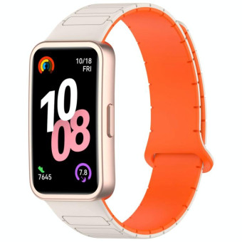 For Huawei Watch Band 10 / 10 NFC I-Shaped Magnetic Silicone Watch Band(Starlight Orange)