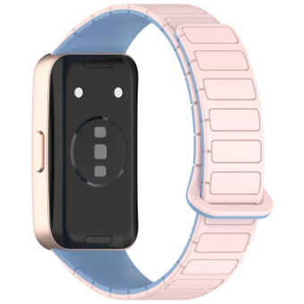 For Huawei Watch Band 10 / 10 NFC I-Shaped Magnetic Silicone Watch Band(Pink Blue)