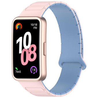 For Huawei Watch Band 10 / 10 NFC I-Shaped Magnetic Silicone Watch Band(Pink Blue)