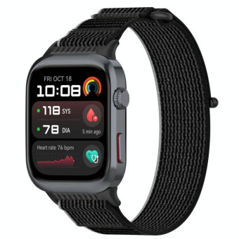 For Huawei Watch D2 Nylon Loop Hook and Loop Fastener Watch Band(Black Gray)