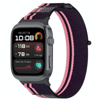 For Huawei Watch D2 Nylon Loop Hook and Loop Fastener Watch Band(Pink Purple)