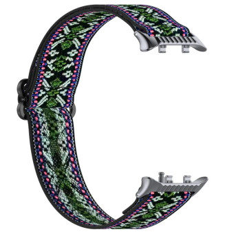 For Huawei Watch D2 Nylon Elastic Braided Watch Band(Green Purple)