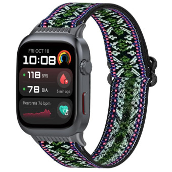 For Huawei Watch D2 Nylon Elastic Braided Watch Band(Green Purple)