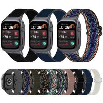 For Huawei Watch D2 Nylon Elastic Braided Watch Band(Green Purple)