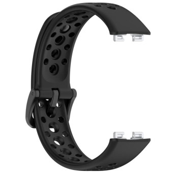 For Huawei Band 10 / 9 / 8 Metal Head Round Hole Nail Button Silicone Watch Band(Black)