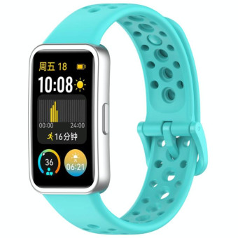For Huawei Band 10 / 9 / 8 Metal Head Round Hole Nail Button Silicone Watch Band(Teal Green)