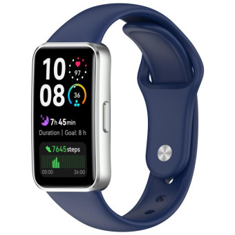 For Huewei Band 10 / 9 / 8 Reverse Buckle Glossy Silicone Watch Band(Dark Blue)