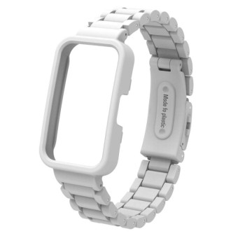For Huawei Band  8 / 9 / 10 Watch Frame Integrated Three Beads Plastic Watch Band(White)