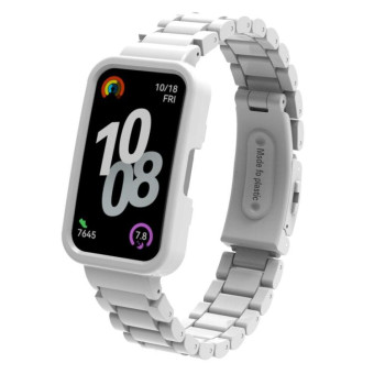 For Huawei Band  8 / 9 / 10 Watch Frame Integrated Three Beads Plastic Watch Band(White)