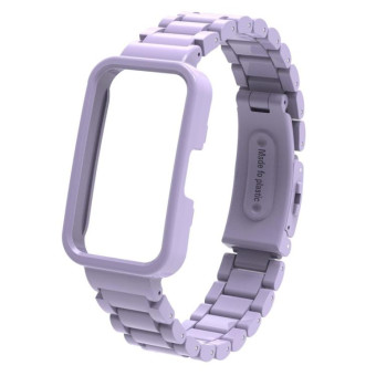 For Huawei Band  8 / 9 / 10 Watch Frame Integrated Three Beads Plastic Watch Band(Light Purple)
