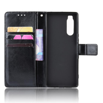 Retro Crazy Horse Texture Horizontal Flip Leather Case for Sony Xperia 2 , with Holder & Card Slots & Photo Frame(Black)