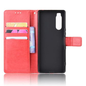 Retro Crazy Horse Texture Horizontal Flip Leather Case for Sony Xperia 2 , with Holder & Card Slots & Photo Frame(Red)