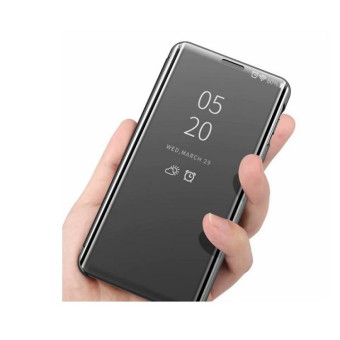 Plating Mirror Left and Right Flip Cover with Bracket Holster for Xiaomi CC9 / A3 Lite(Black)