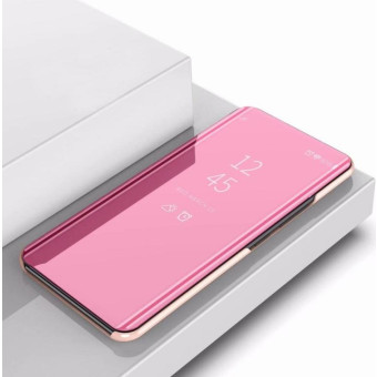 Plating Mirror Left and Right Flip Cover with Bracket Holster for Xiaomi CC9 / A3 Lite(Rose gold)