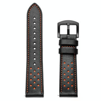 For Samsung Galaxy Watch Active 20mm Leather Eyelet Sport Watch Band(Black)