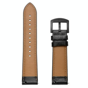 For Samsung Galaxy Watch Active 20mm Leather Eyelet Sport Watch Band(Black)