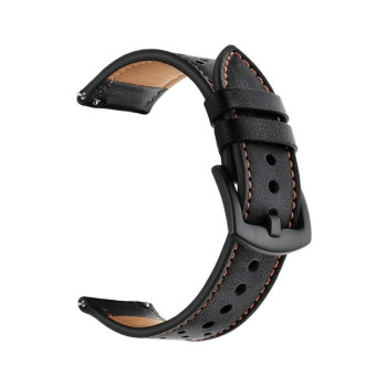 For Samsung Galaxy Watch Active 20mm Leather Eyelet Sport Watch Band(Black)