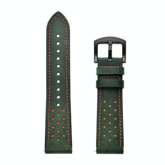 For Samsung Galaxy Watch Active 20mm Leather Eyelet Sport Watch Band(Army Green)