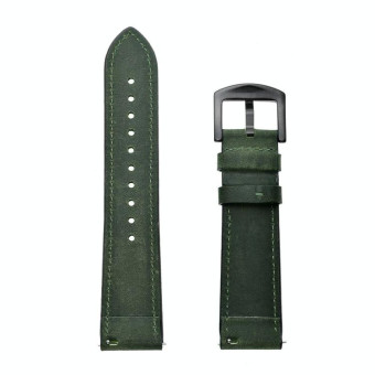 For Samsung Galaxy Watch Active 20mm Leather Eyelet Sport Watch Band(Army Green)