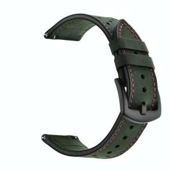 For Samsung Galaxy Watch Active 20mm Leather Eyelet Sport Watch Band(Army Green)