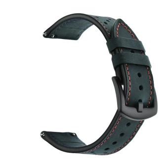 For Samsung Galaxy Watch Active 20mm Leather Eyelet Sport Watch Band(Dark Blue)