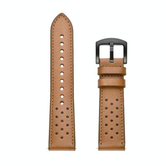 For Samsung Galaxy Watch Active 20mm Leather Eyelet Sport Watch Band (All Brown)