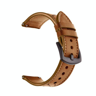 For Samsung Galaxy Watch Active 20mm Leather Eyelet Sport Watch Band (All Brown)