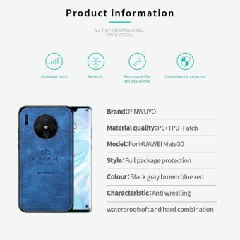 For Huawei Mate 30 PINWUYO Shockproof Waterproof Full Coverage PC + TPU + Skin Protective Case(Gray)
