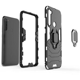 For Xiaomi Redmi Note8 PC + TPU Shockproof Protective Case with Magnetic Ring Holder(Red)