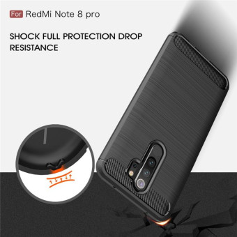 For Xiaomi Redmi Note 8 Pro Brushed Texture Carbon Fiber TPU Case(Black)