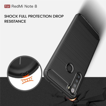 For Xiaomi Redmi Note 8 Brushed Texture Carbon Fiber TPU Case(Navy Blue)