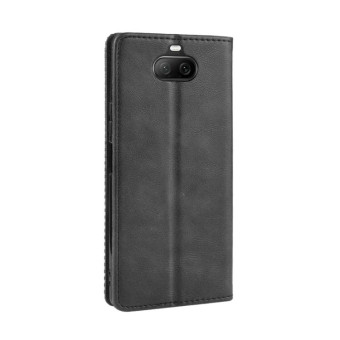 For Sony Xperia 8 Magnetic Buckle Retro Crazy Horse Texture Horizontal Flip Leather Case with Holder & Card Slots & Photo Frame(Black)