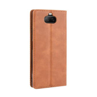 For Sony Xperia 8 Magnetic Buckle Retro Crazy Horse Texture Horizontal Flip Leather Case with Holder & Card Slots & Photo Frame(Brown)