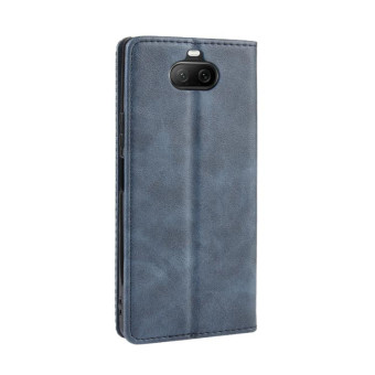 For Sony Xperia 8 Magnetic Buckle Retro Crazy Horse Texture Horizontal Flip Leather Case with Holder & Card Slots & Photo Frame(Blue)