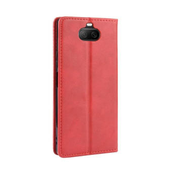 For Sony Xperia 8 Magnetic Buckle Retro Crazy Horse Texture Horizontal Flip Leather Case with Holder & Card Slots & Photo Frame(Red)