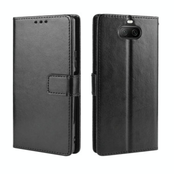 For Sony Xperia 8 Retro Crazy Horse Texture Horizontal Flip Leather Case , with Holder & Card Slots & Photo Frame(Black)