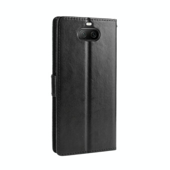 For Sony Xperia 8 Retro Crazy Horse Texture Horizontal Flip Leather Case , with Holder & Card Slots & Photo Frame(Black)