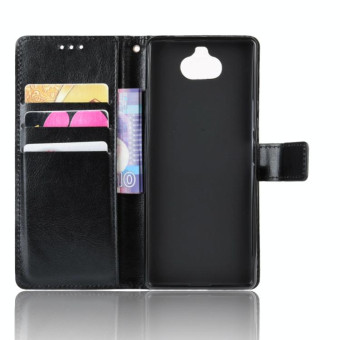 For Sony Xperia 8 Retro Crazy Horse Texture Horizontal Flip Leather Case , with Holder & Card Slots & Photo Frame(Black)