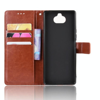 For Sony Xperia 8 Retro Crazy Horse Texture Horizontal Flip Leather Case , with Holder & Card Slots & Photo Frame(Brown)