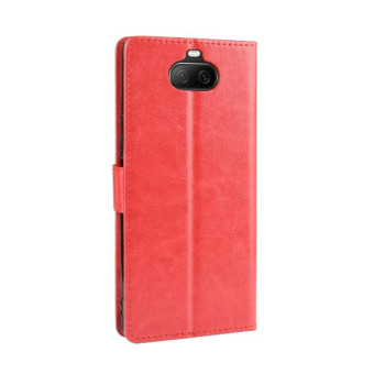 For Sony Xperia 8 Retro Crazy Horse Texture Horizontal Flip Leather Case , with Holder & Card Slots & Photo Frame(Red)