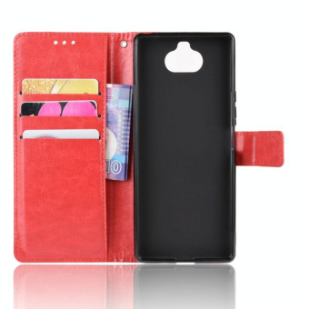 For Sony Xperia 8 Retro Crazy Horse Texture Horizontal Flip Leather Case , with Holder & Card Slots & Photo Frame(Red)